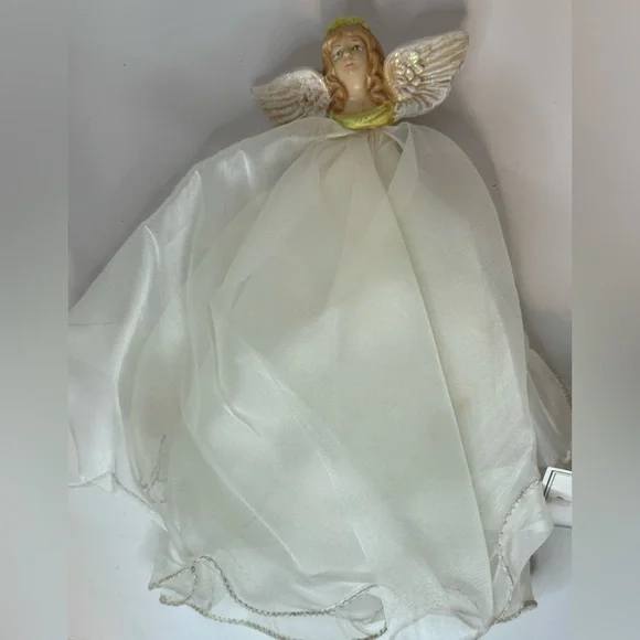 Vintage Home Interior Angel Tree Topper White Glitter Wings - Picture 2 of 6